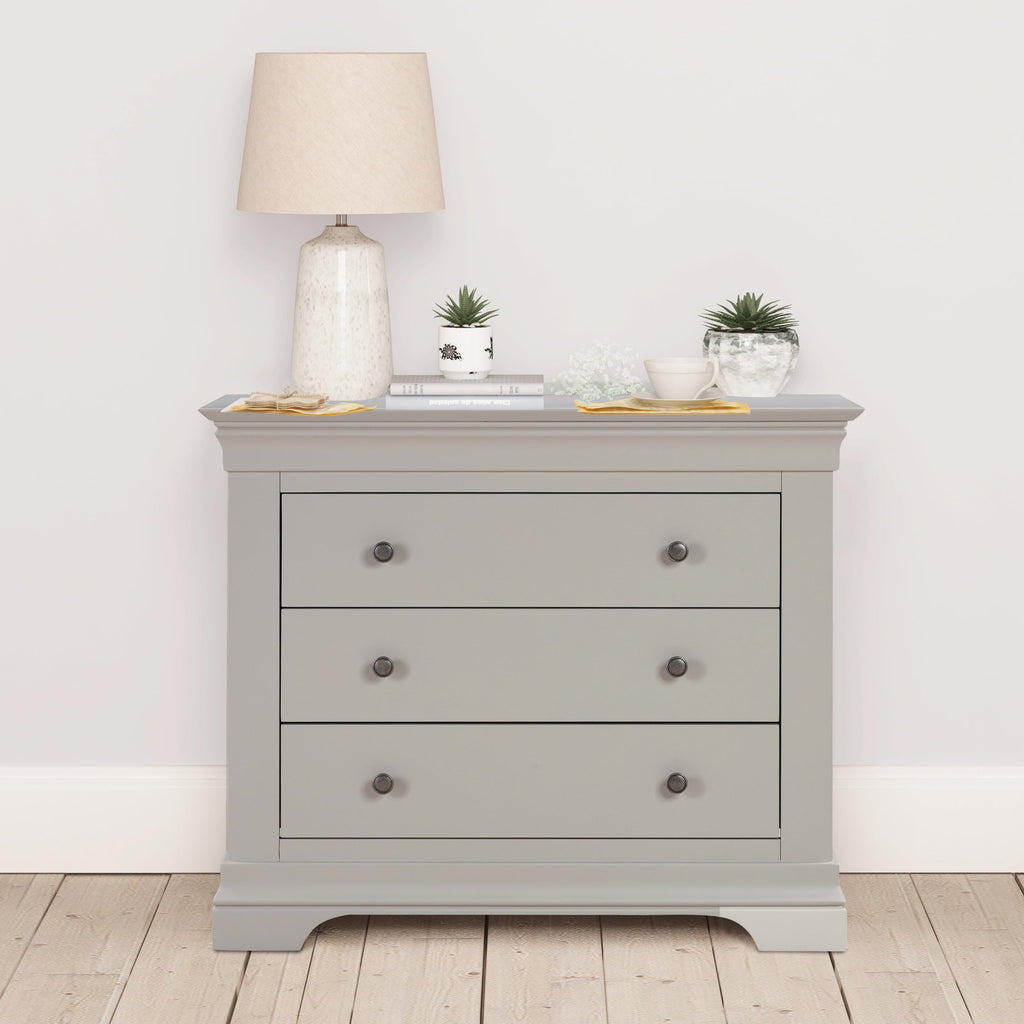 Chantilly Pebble Grey 3 Drawer Chest
