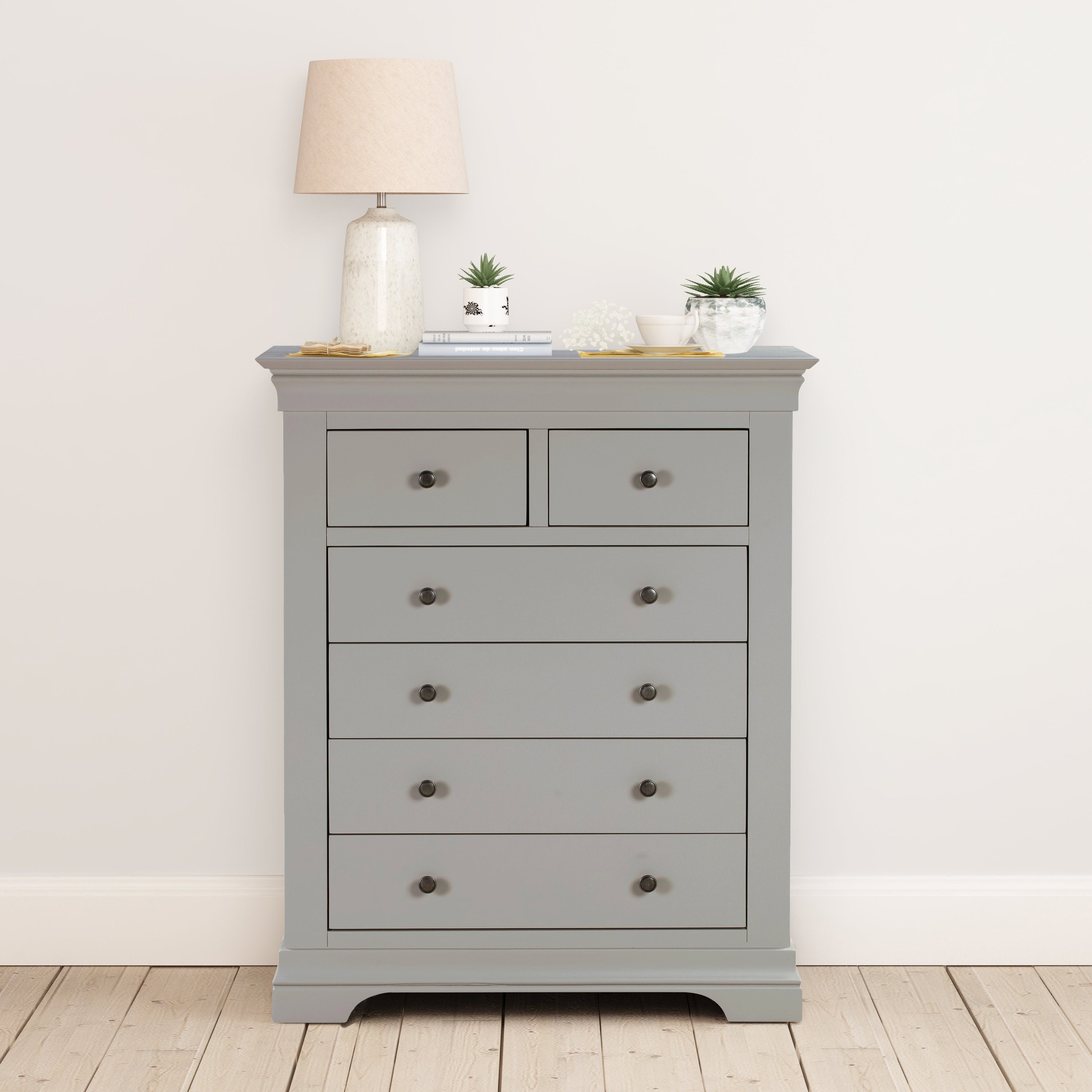 Chantilly Pebble Grey 2 Over 4 Chest Of Drawers