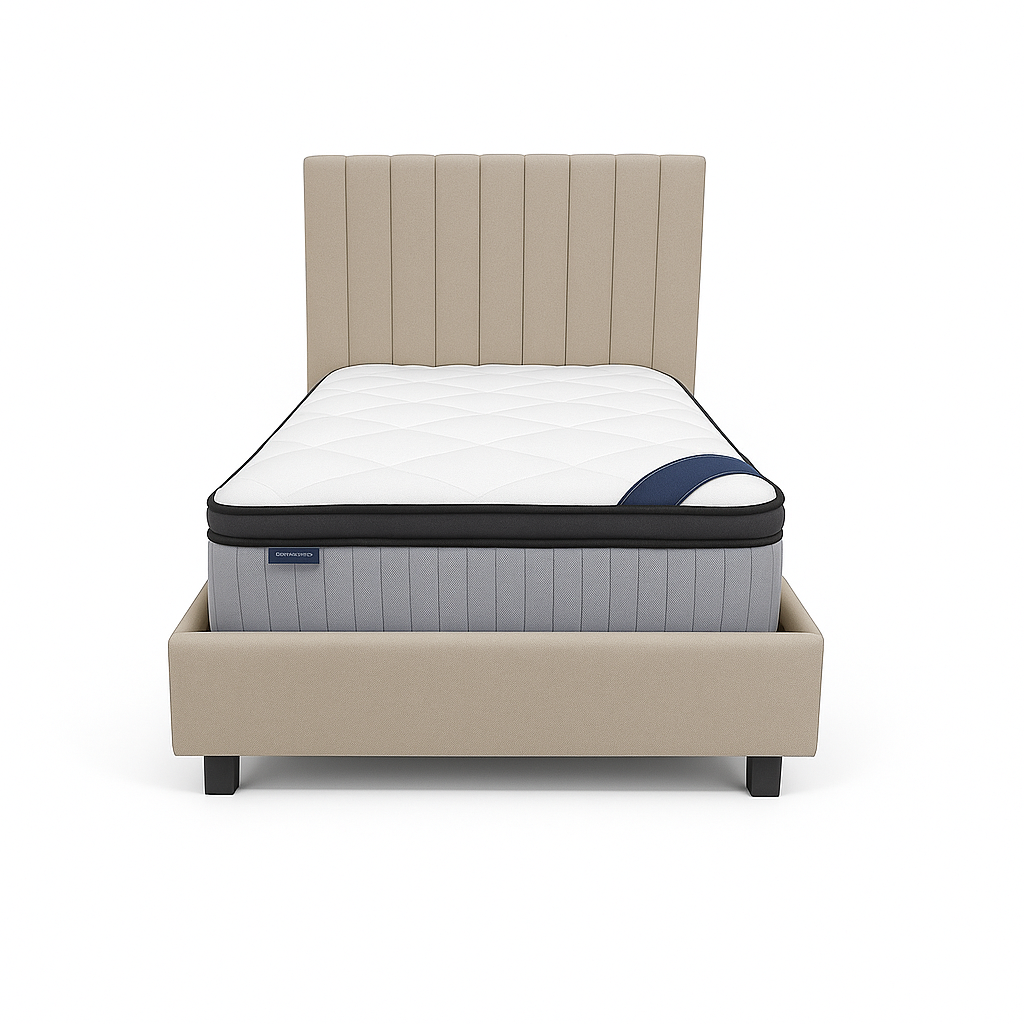 Bantry 3ft Single Fabric Bed | Biscuit