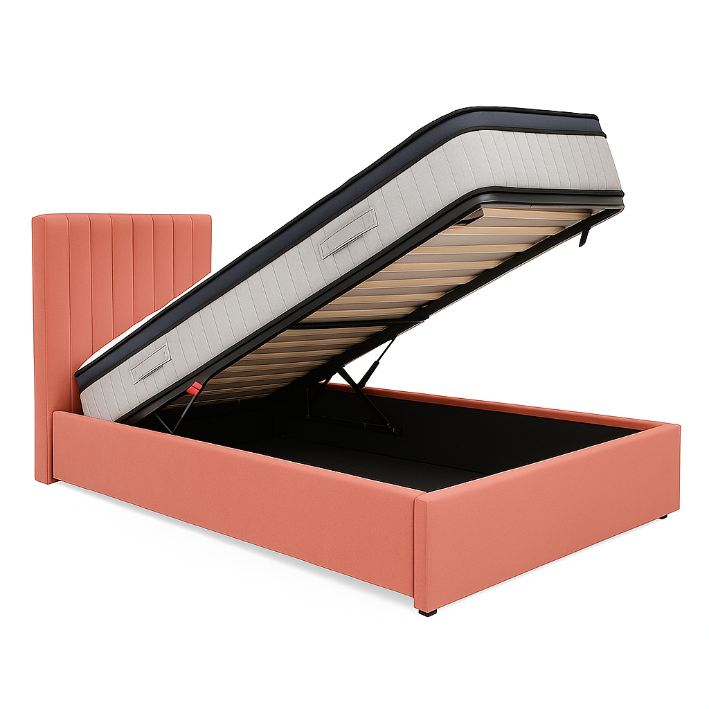 Bantry 3ft Single Ottoman Fabric Bed | Rose