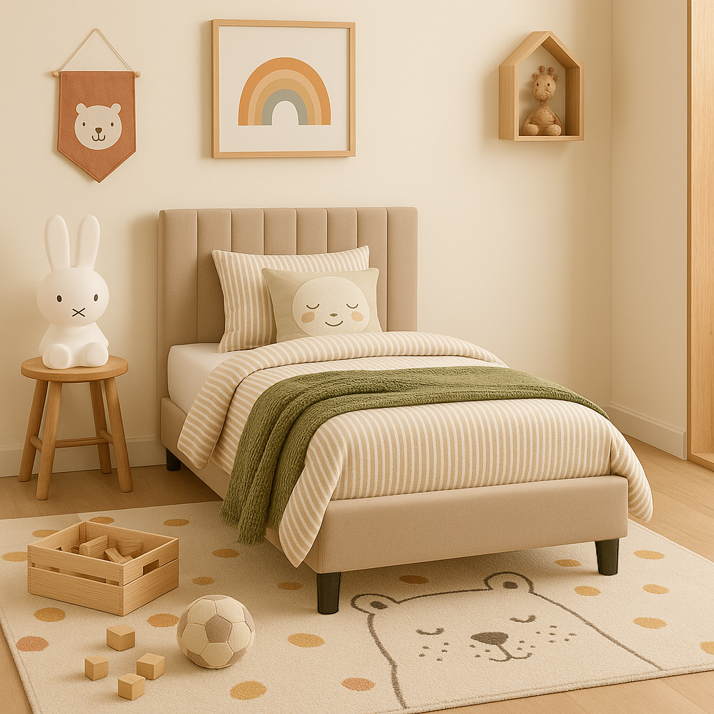 Bantry 3ft Single Fabric Bed | Biscuit