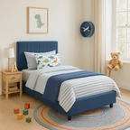 Bantry 3ft Single Fabric Bed | Midnight Blue