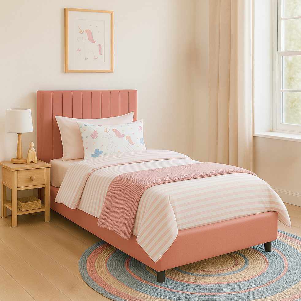 Bantry 3ft Single Fabric Bed | Rose