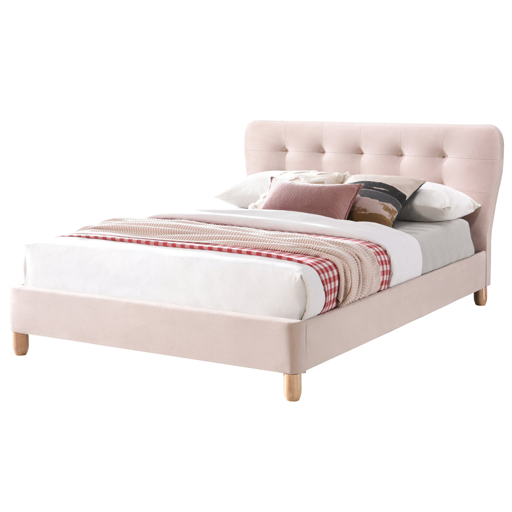 Stockholm 5ft Kingsize Fabric Bed | Blush