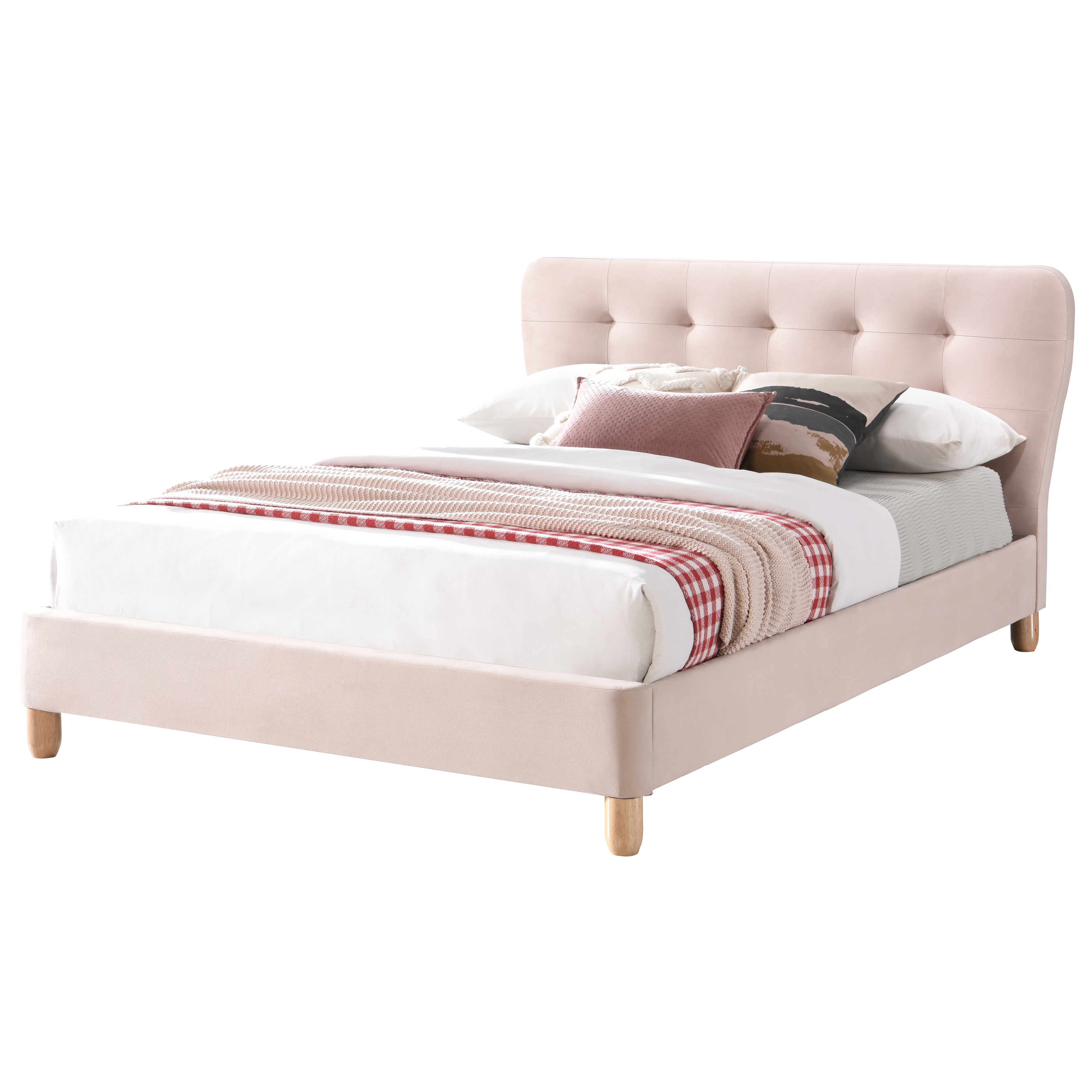 Stockholm 5ft Kingsize Fabric Bed | Blush