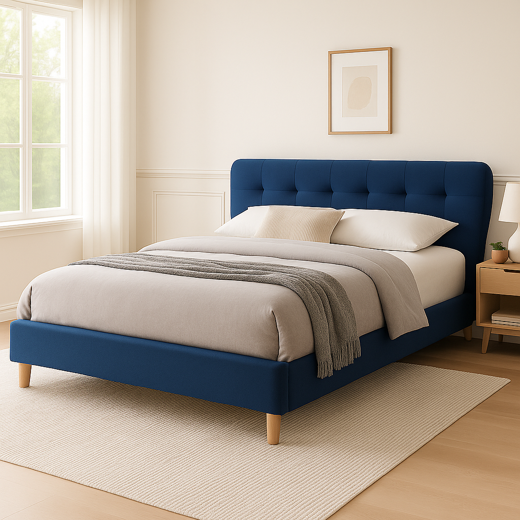 Stockholm 5ft Kingsize Fabric Bed | Navy
