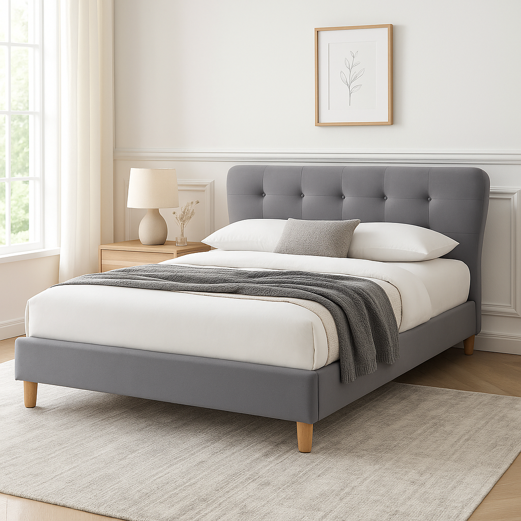 Stockholm 4ft 6' Double Fabric Bed | Charcoal
