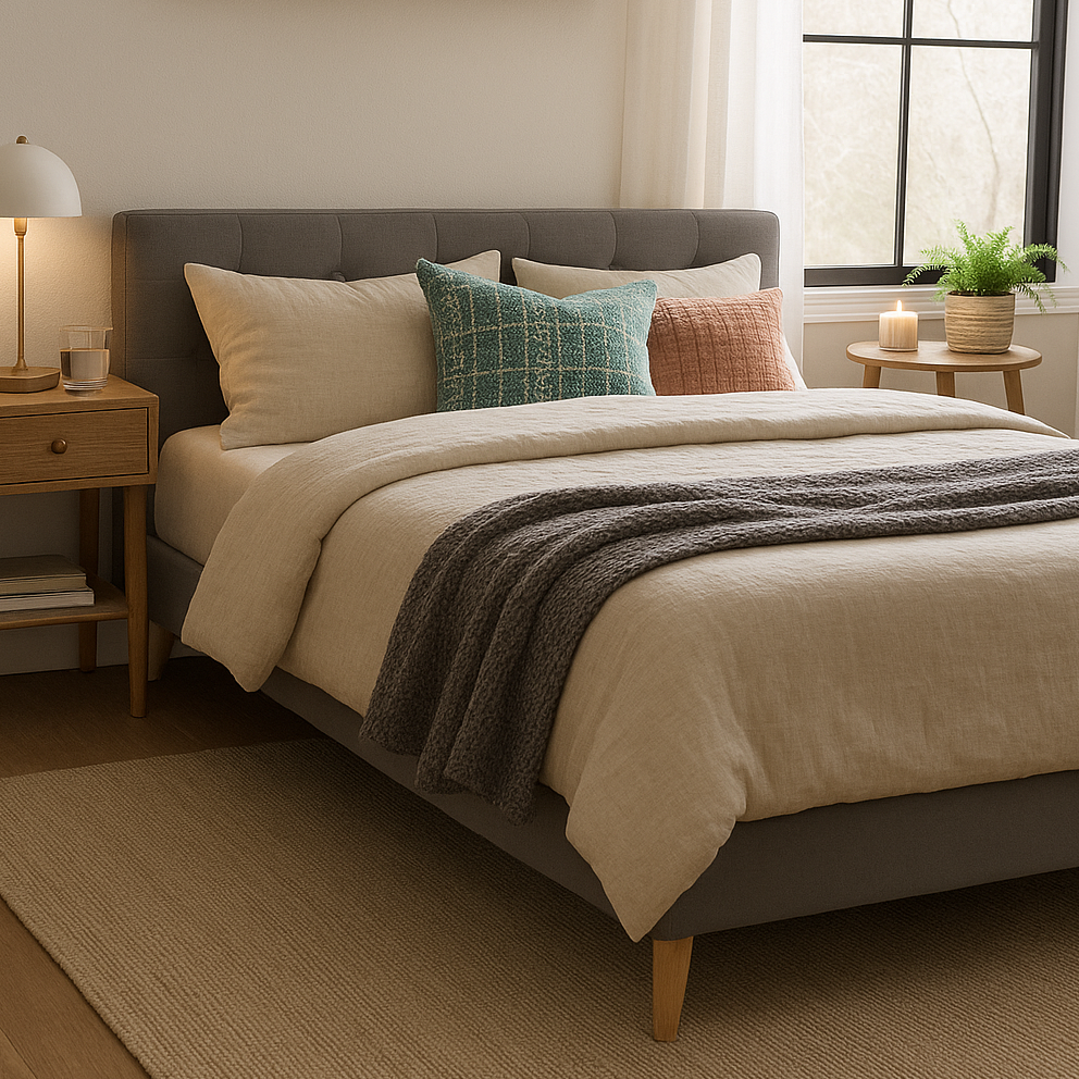 Novara 4ft 6' Double Fabric Bed | Charcoal