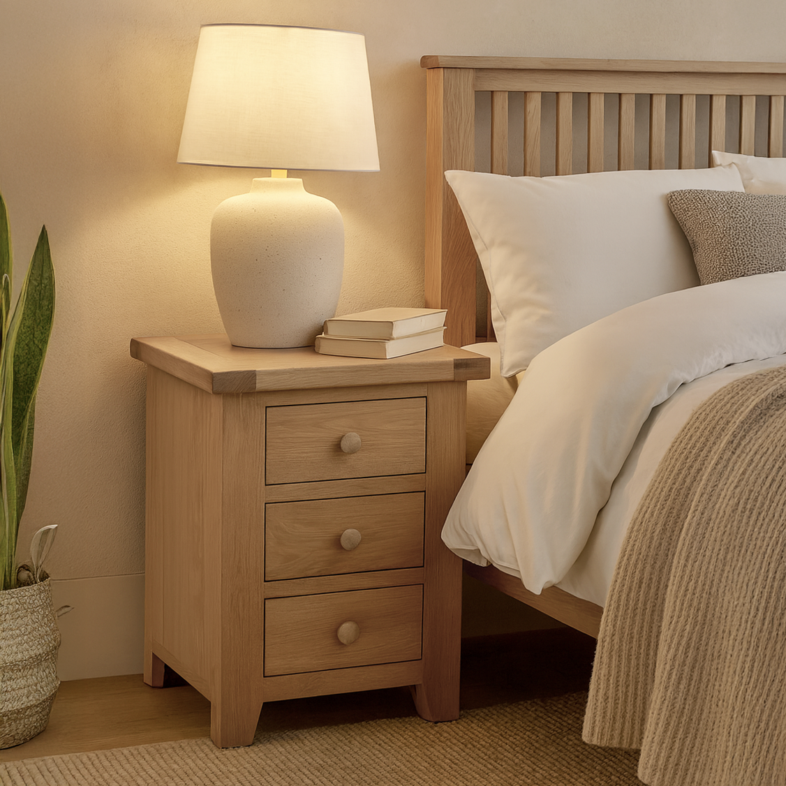 Bath Whitewash Oak Bedside Cabinet
