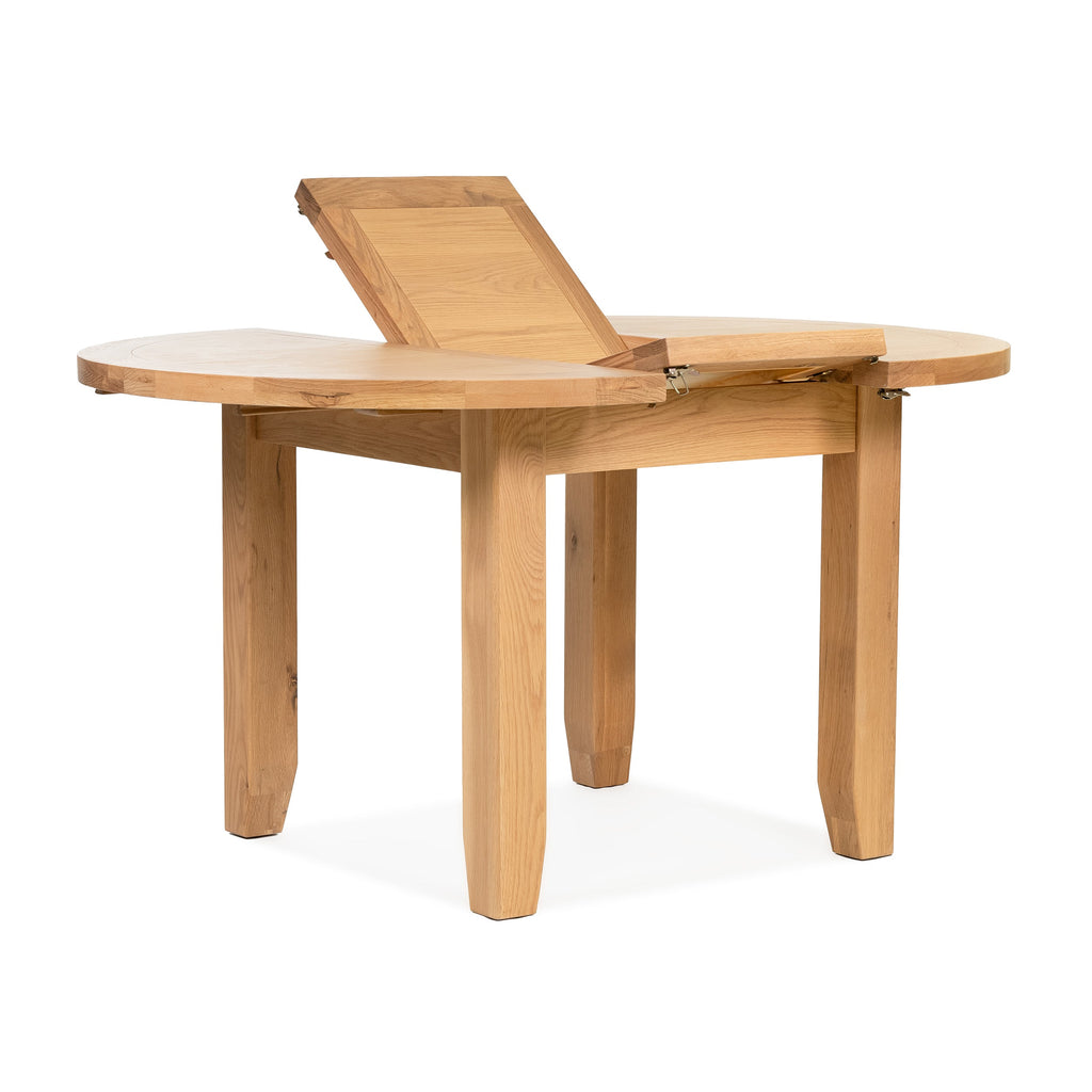 Gloucester Oak Round Extending Dining Table (1.1 m-1.5 m)