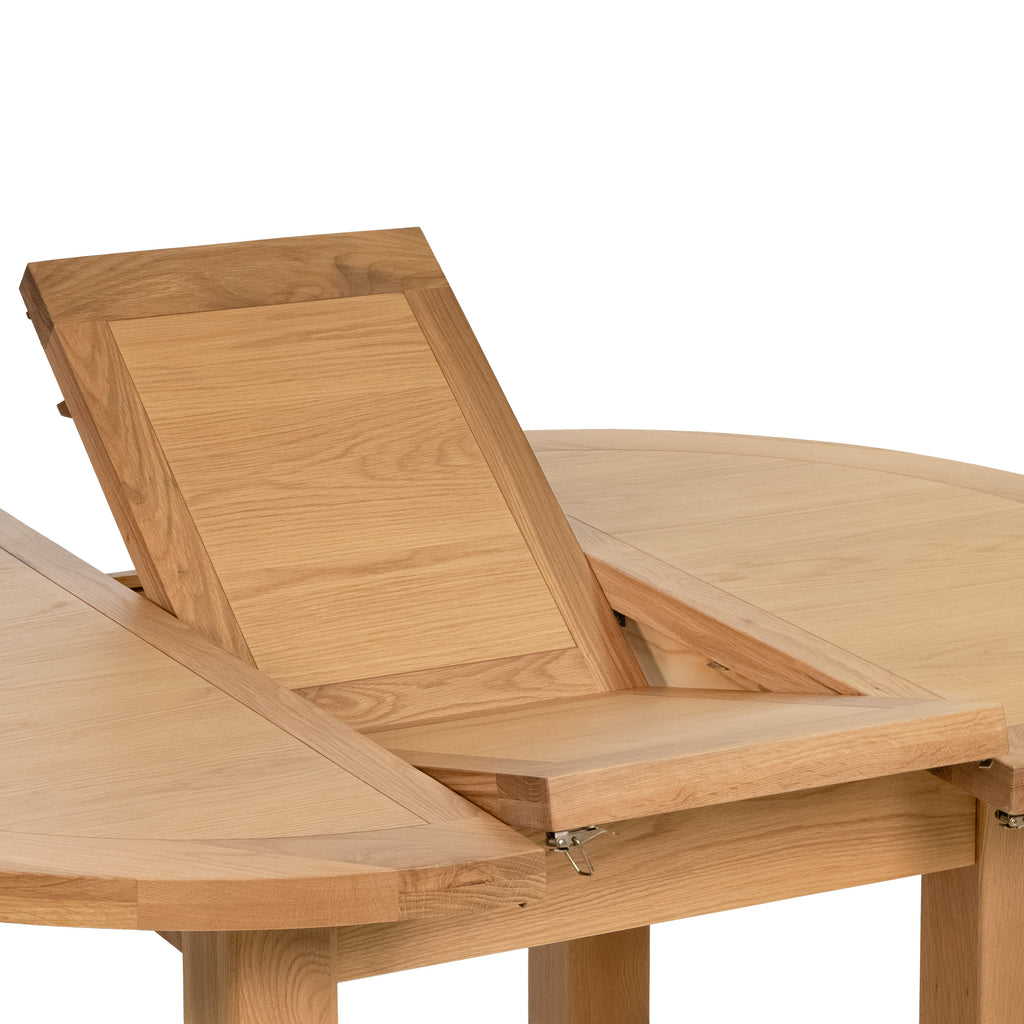 Gloucester Oak Round Extending Dining Table (1.1 m-1.5 m)