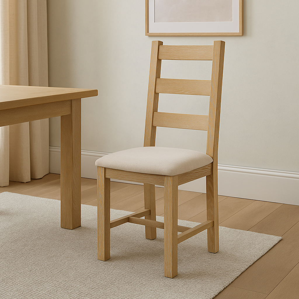 Bath Whitewash Oak Fabric Dining Chair