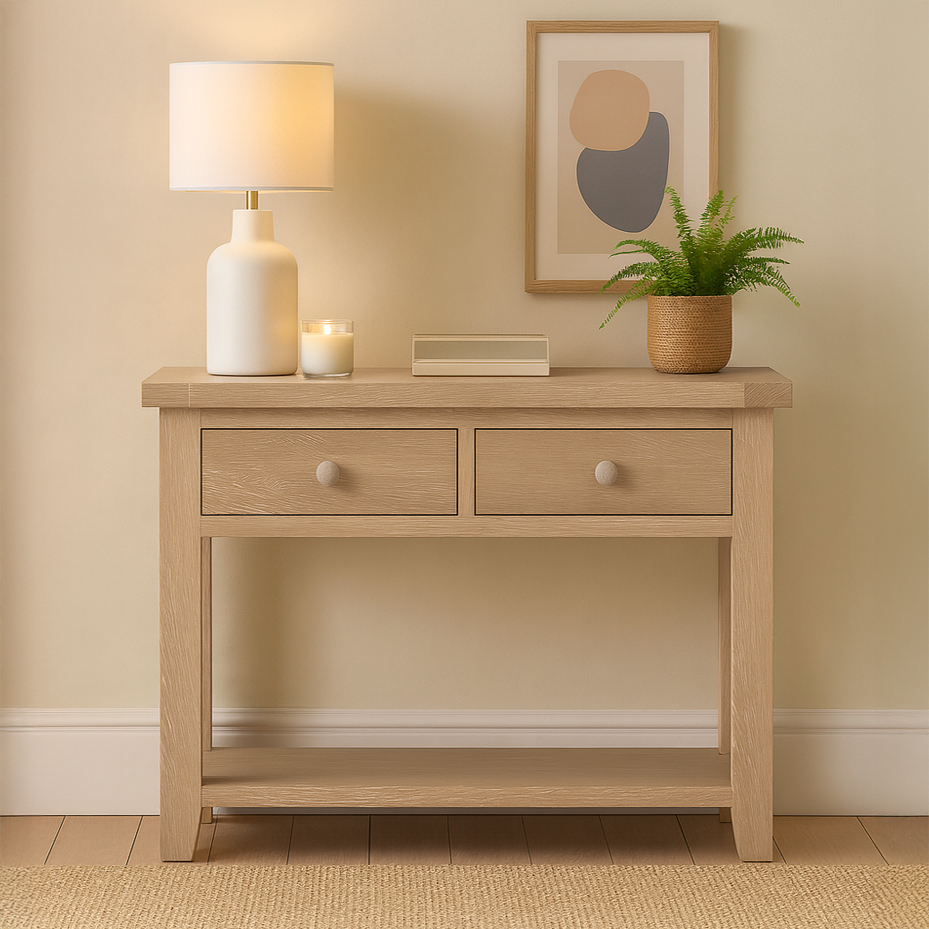 Bath Whitewash Oak Console Table