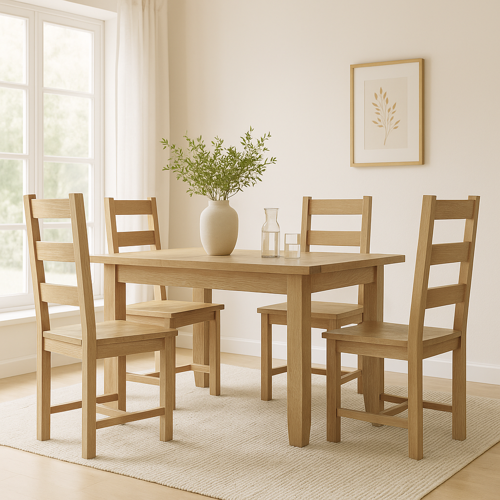 Bath Whitewash Oak Small Extending Dining Table (1.2 m-1.5 m)
