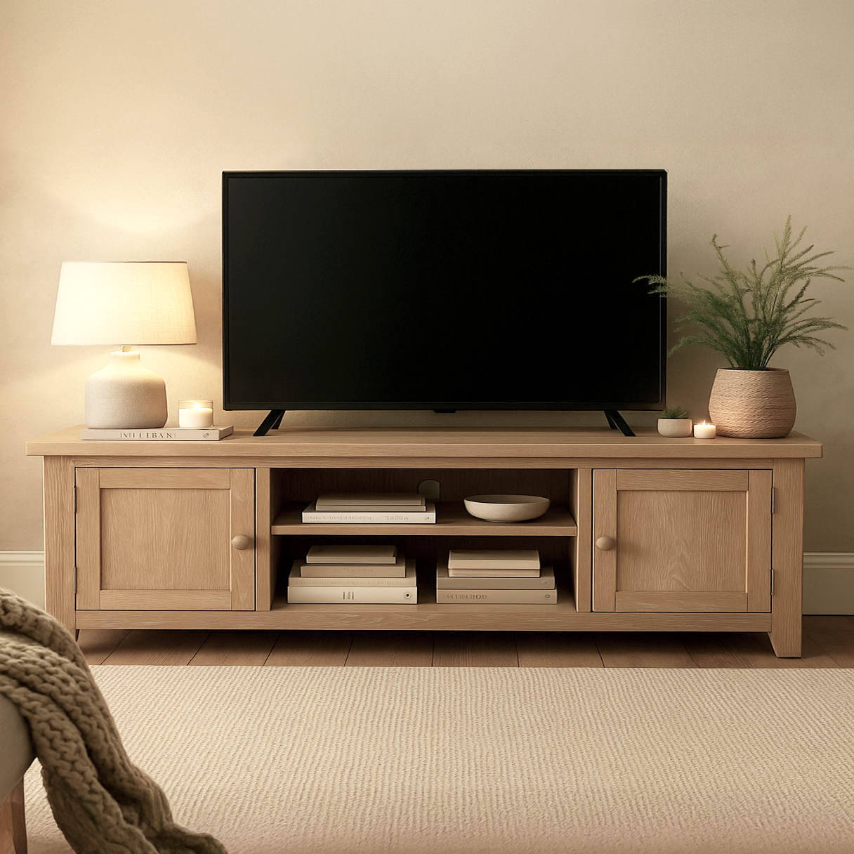 Bath Whitewash Oak Extra Large TV Unit