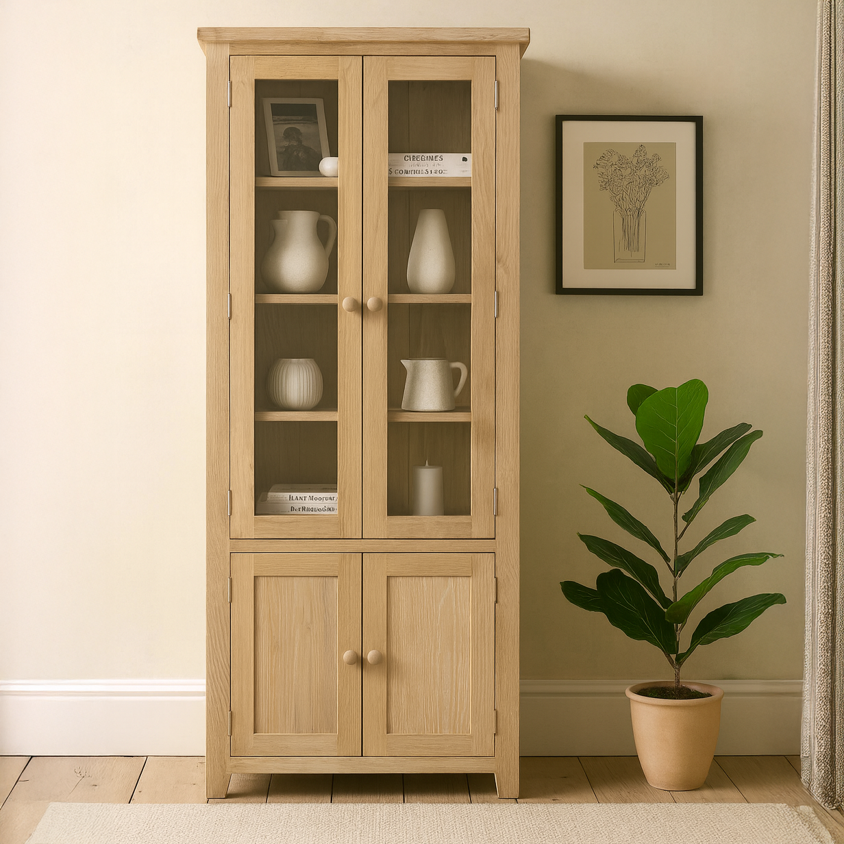 Bath Whitewash Oak Display Cabinet