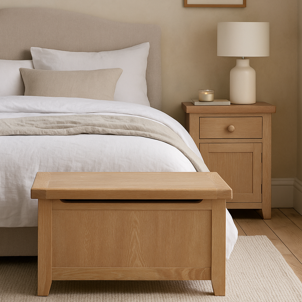 Bath Whitewash Oak Blanket Box