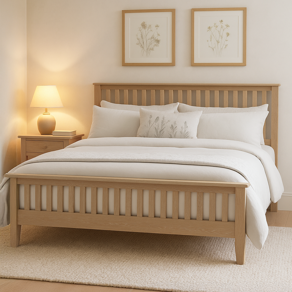 Bath Whitewash Oak Kingsize Bed