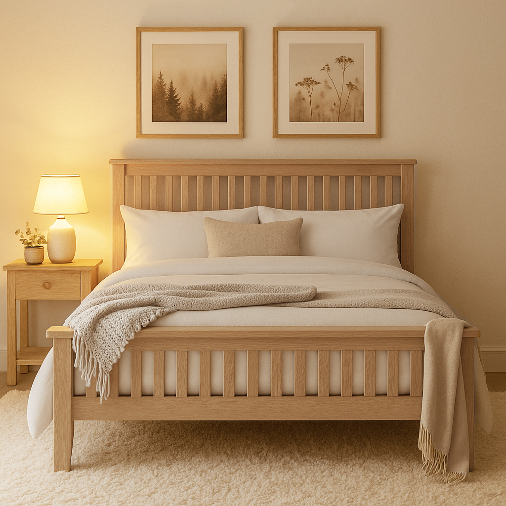 Bath Whitewash Oak Double Bed