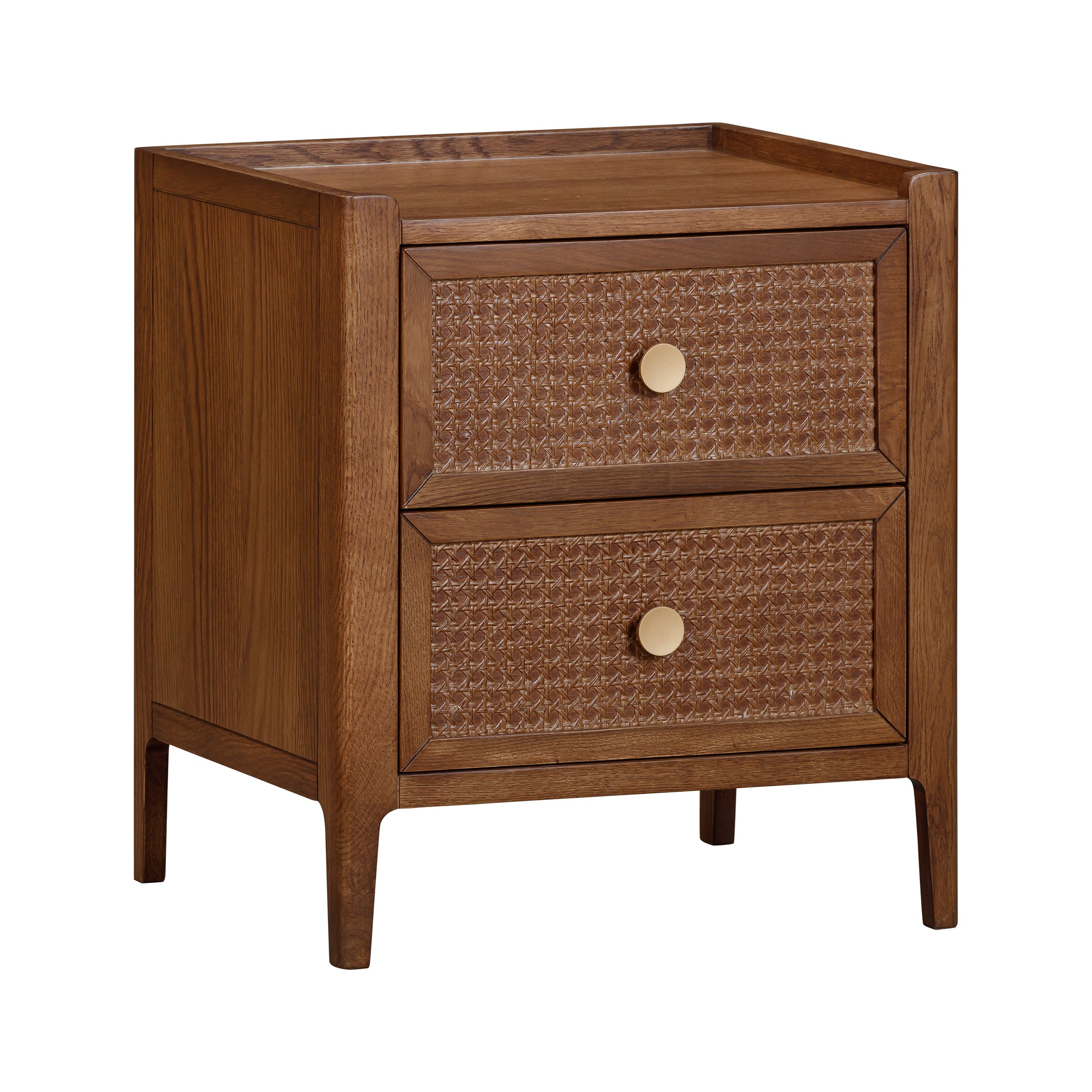 Lombok Walnut Rattan 2 Drawer Bedside Table