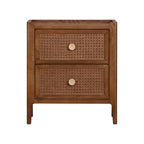 Lombok Walnut Rattan 2 Drawer Bedside Table