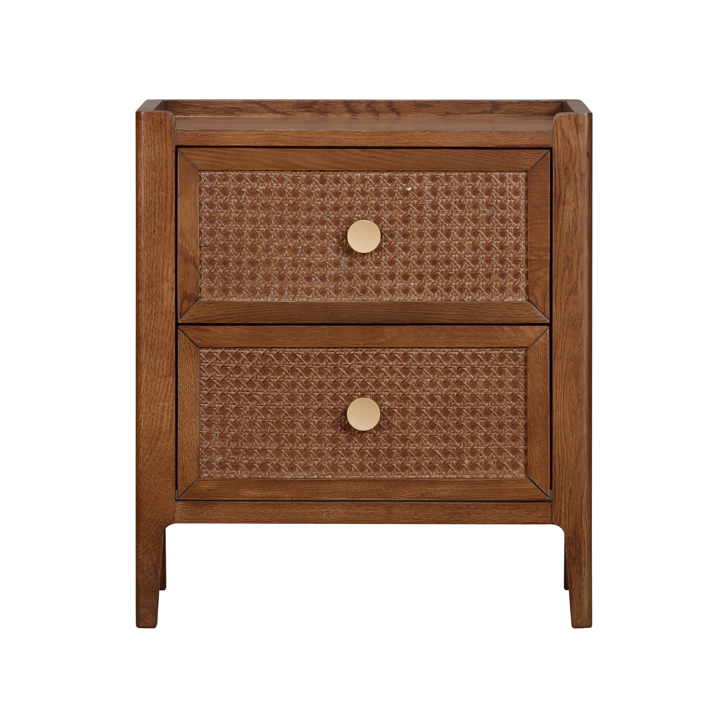 Lombok Walnut Rattan 2 Drawer Bedside Table