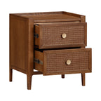 Lombok Walnut Rattan 2 Drawer Bedside Table