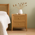 Bali Rattan 2 Drawer Bedside Table