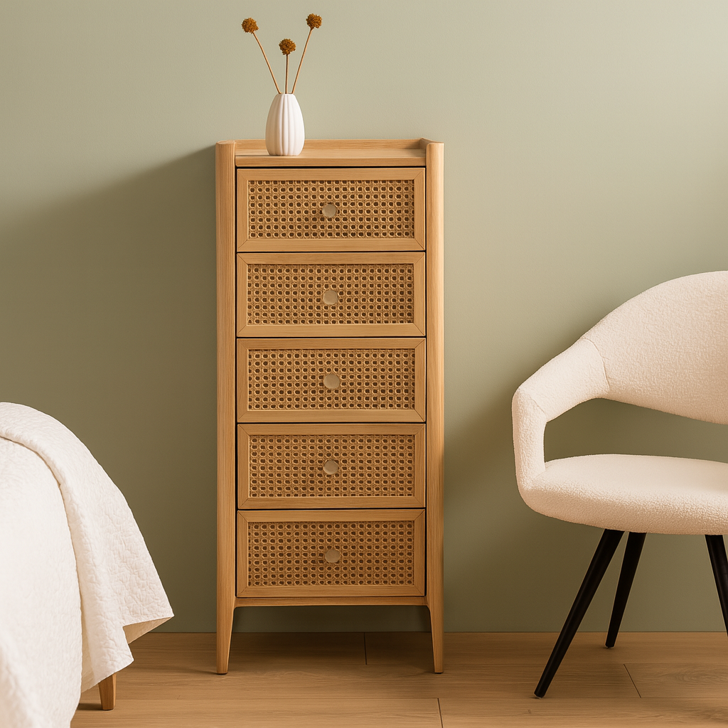 Bali Rattan 5 Drawer Tall Chest