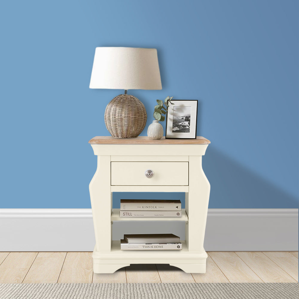Brighton Warm White Painted Lamp Table with Magazine Holder - Grade B