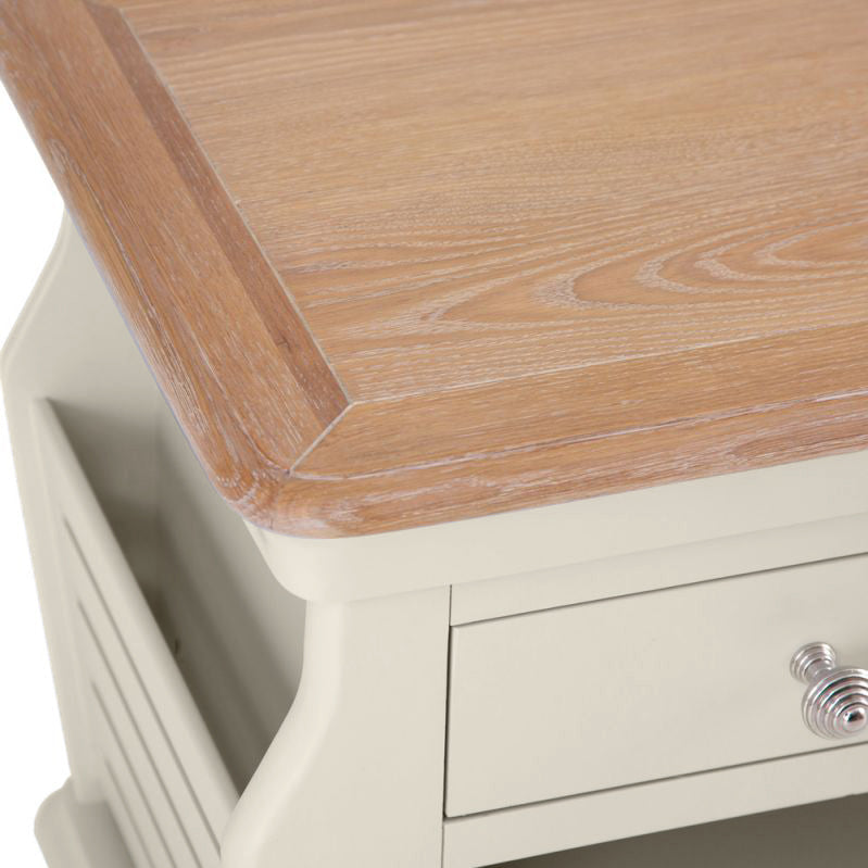 Brighton Warm White Painted Lamp Table with Magazine Holder - Grade B