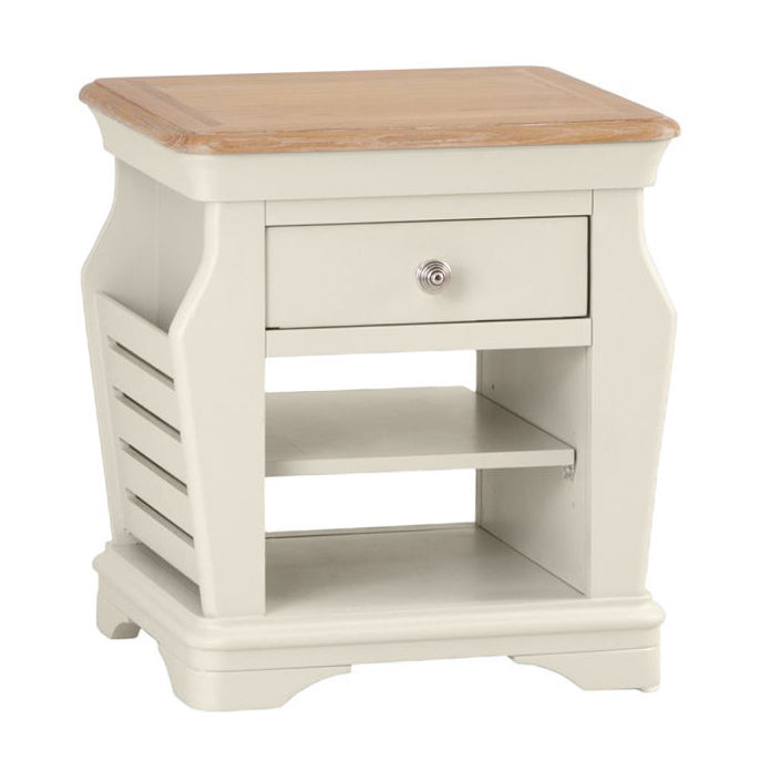 Brighton Warm White Painted Lamp Table with Magazine Holder - Grade B