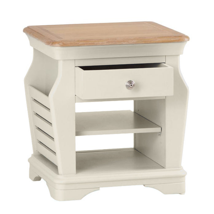 Brighton Warm White Painted Lamp Table with Magazine Holder - Grade B