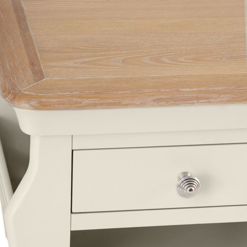 Brighton Warm White Painted Lamp Table with Magazine Holder - Grade B