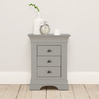 Chantilly Pebble Grey 3 Drawer Bedside Table