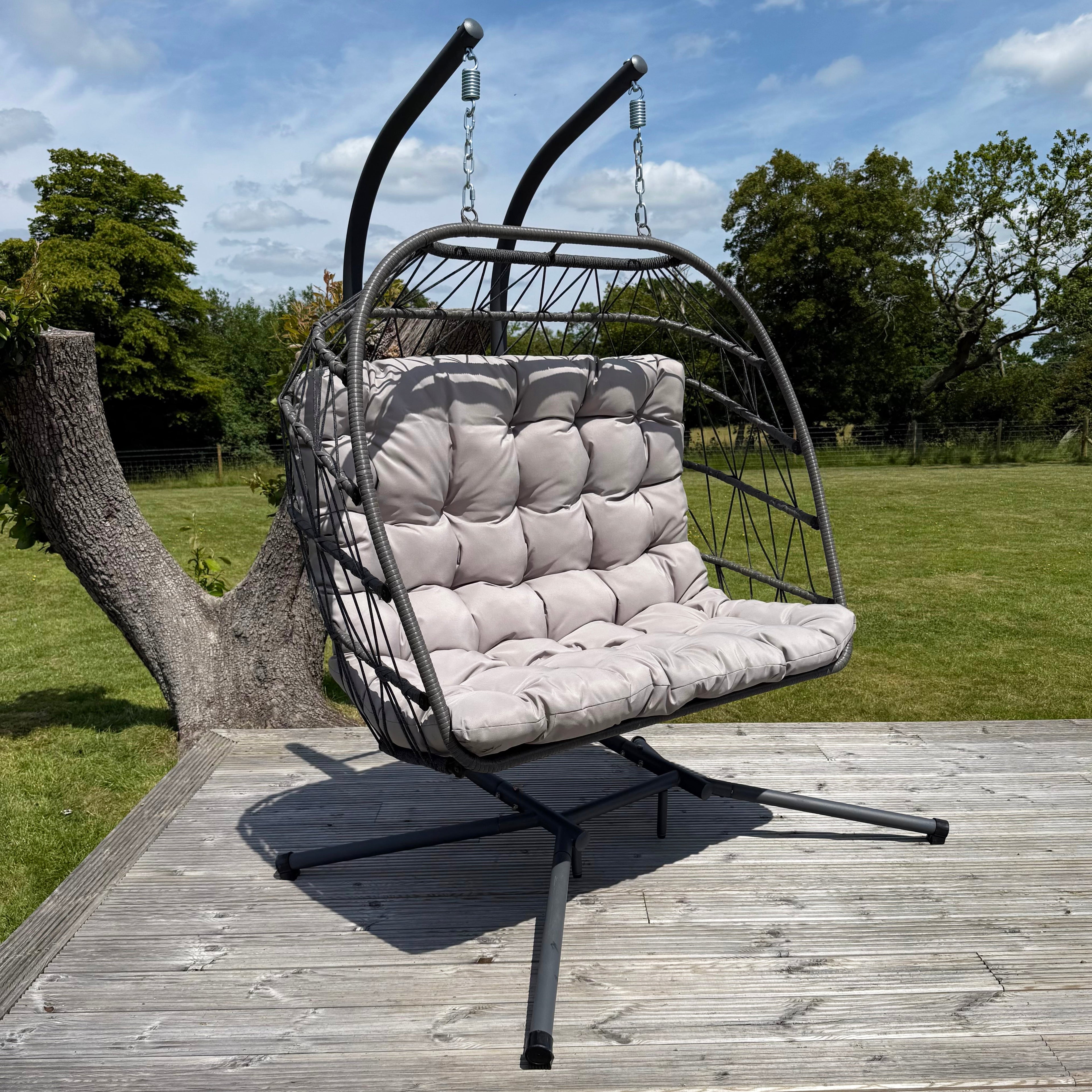 Brisbane Hanging Double Egg Chair | Grey