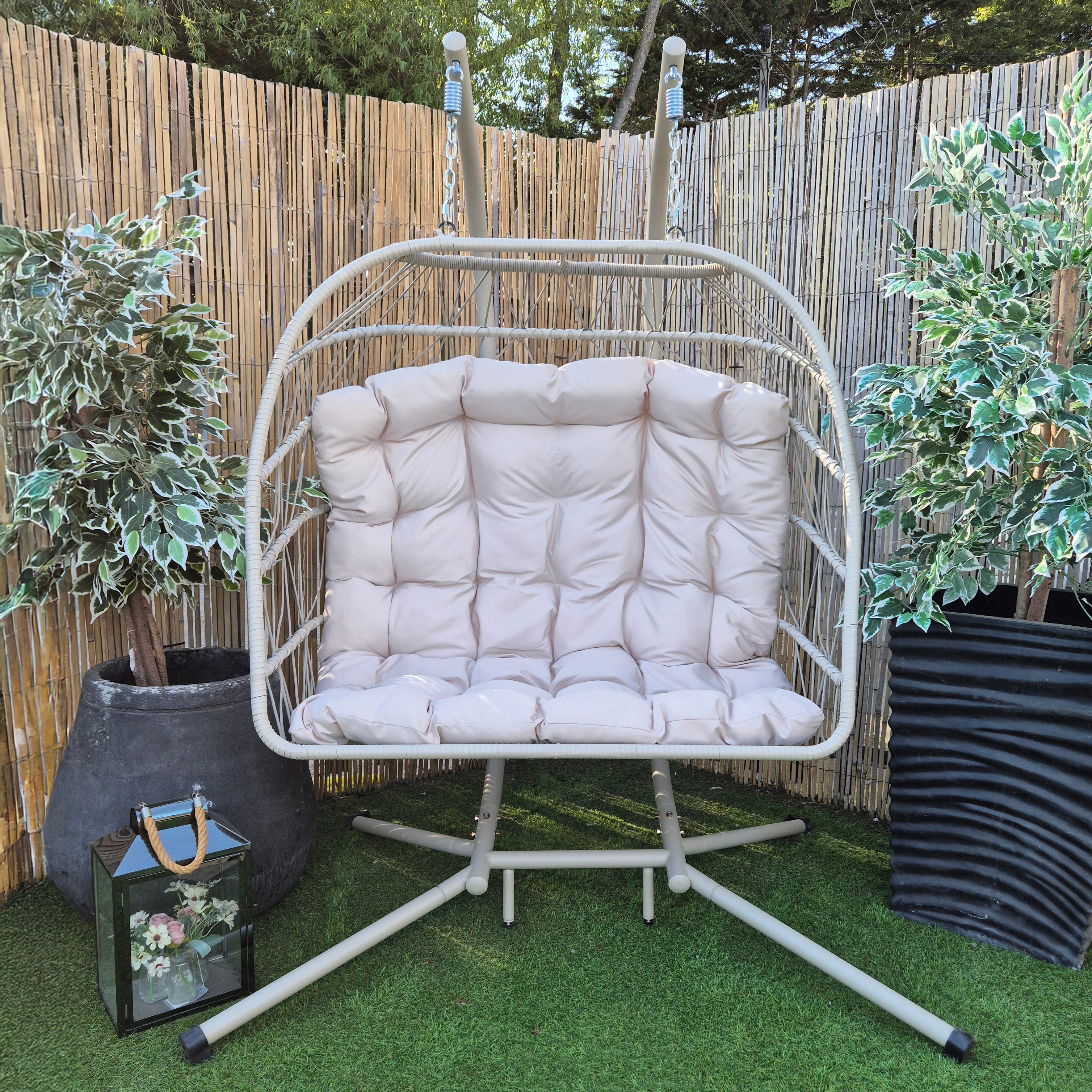 Brisbane Hanging Double Egg Chair | Cream