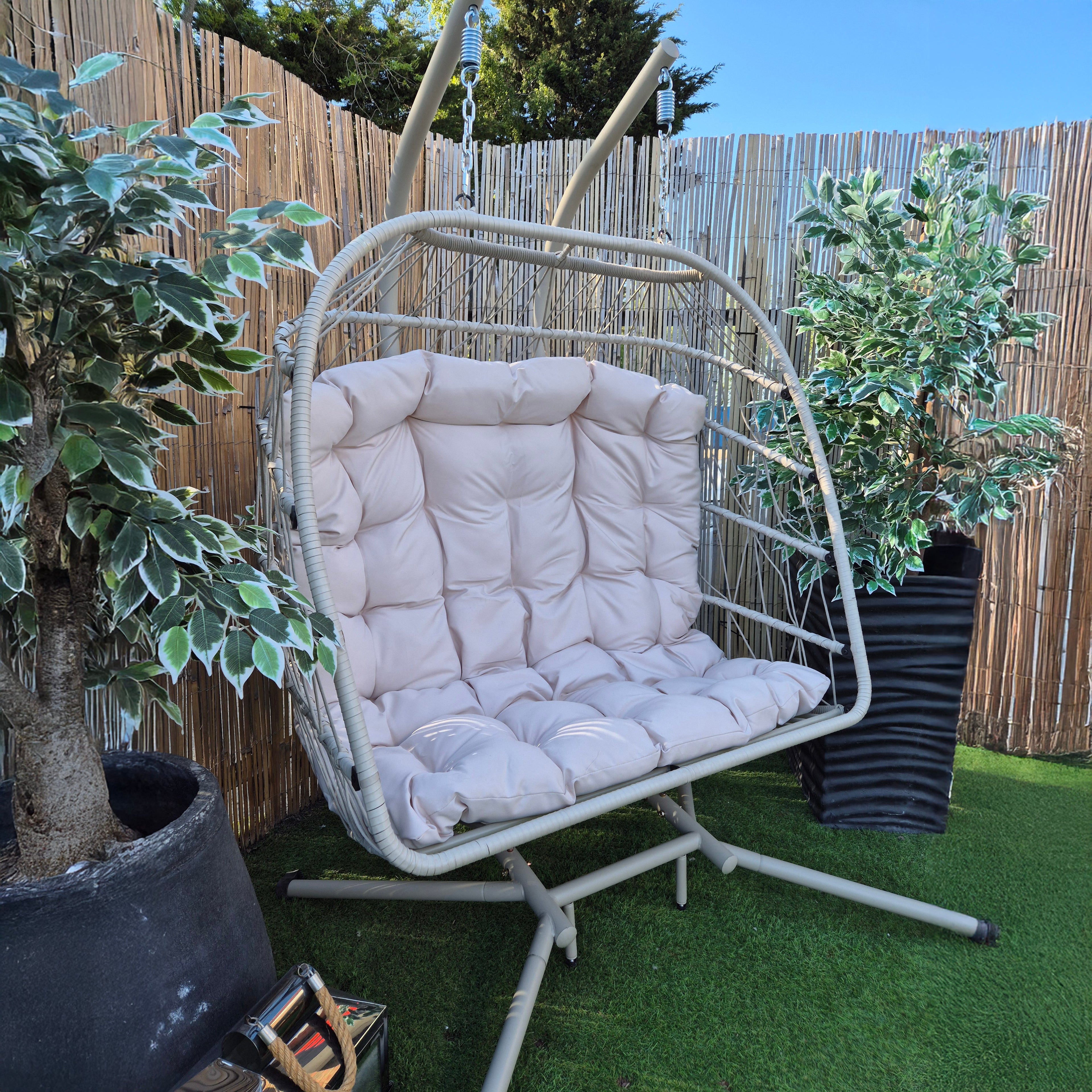 Brisbane Hanging Double Egg Chair | Cream