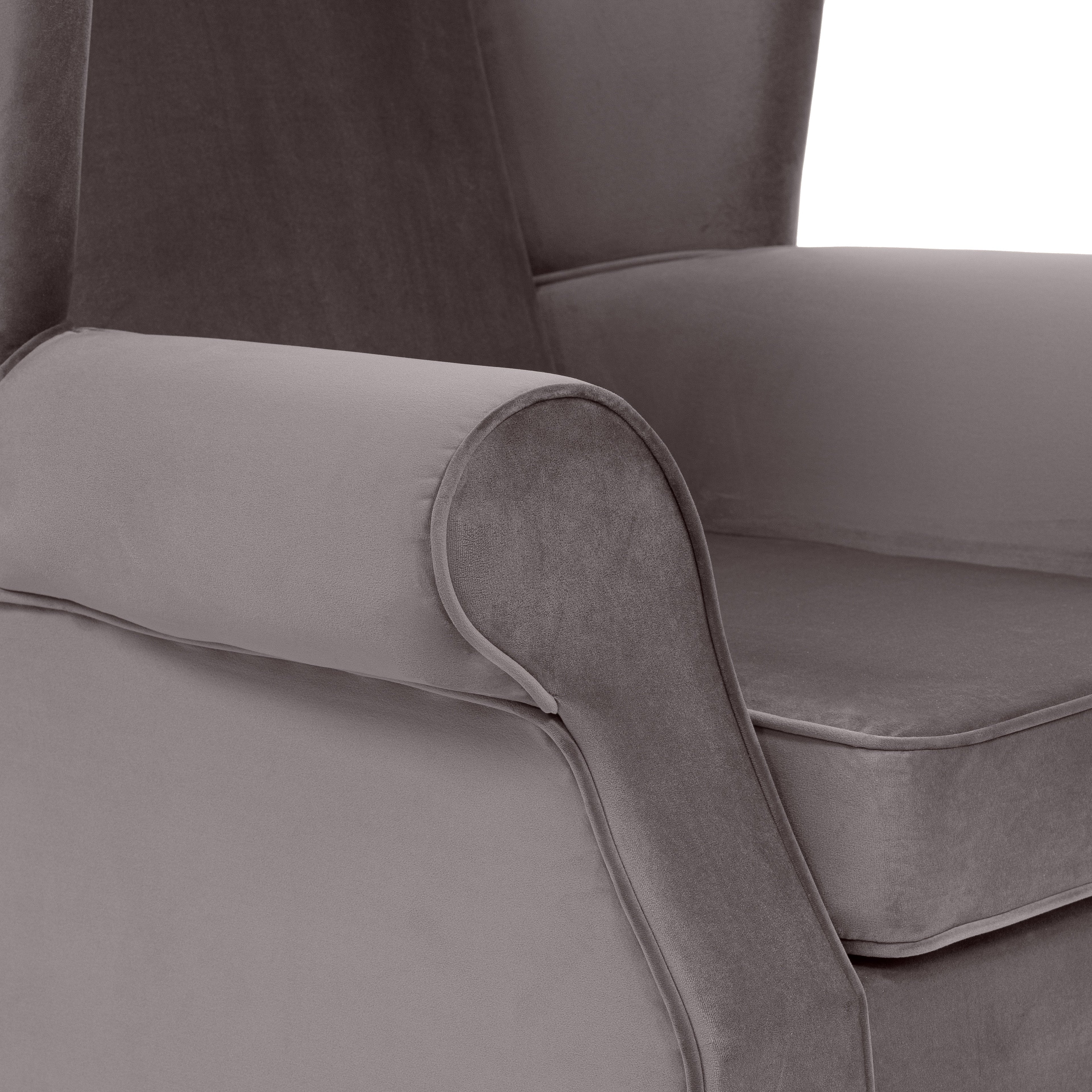 Buxton Velvet Charcoal Wingback Armchair