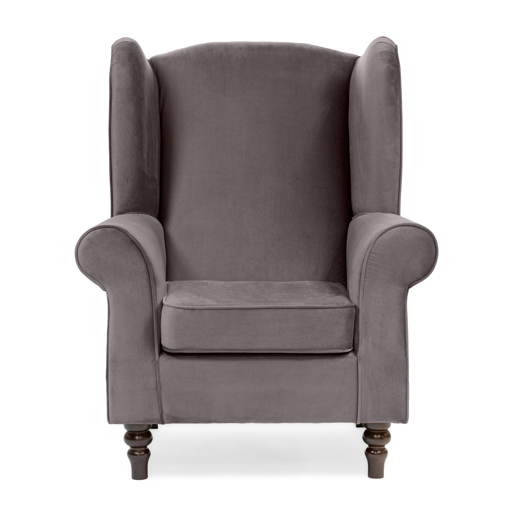 Buxton Velvet Charcoal Wingback Armchair