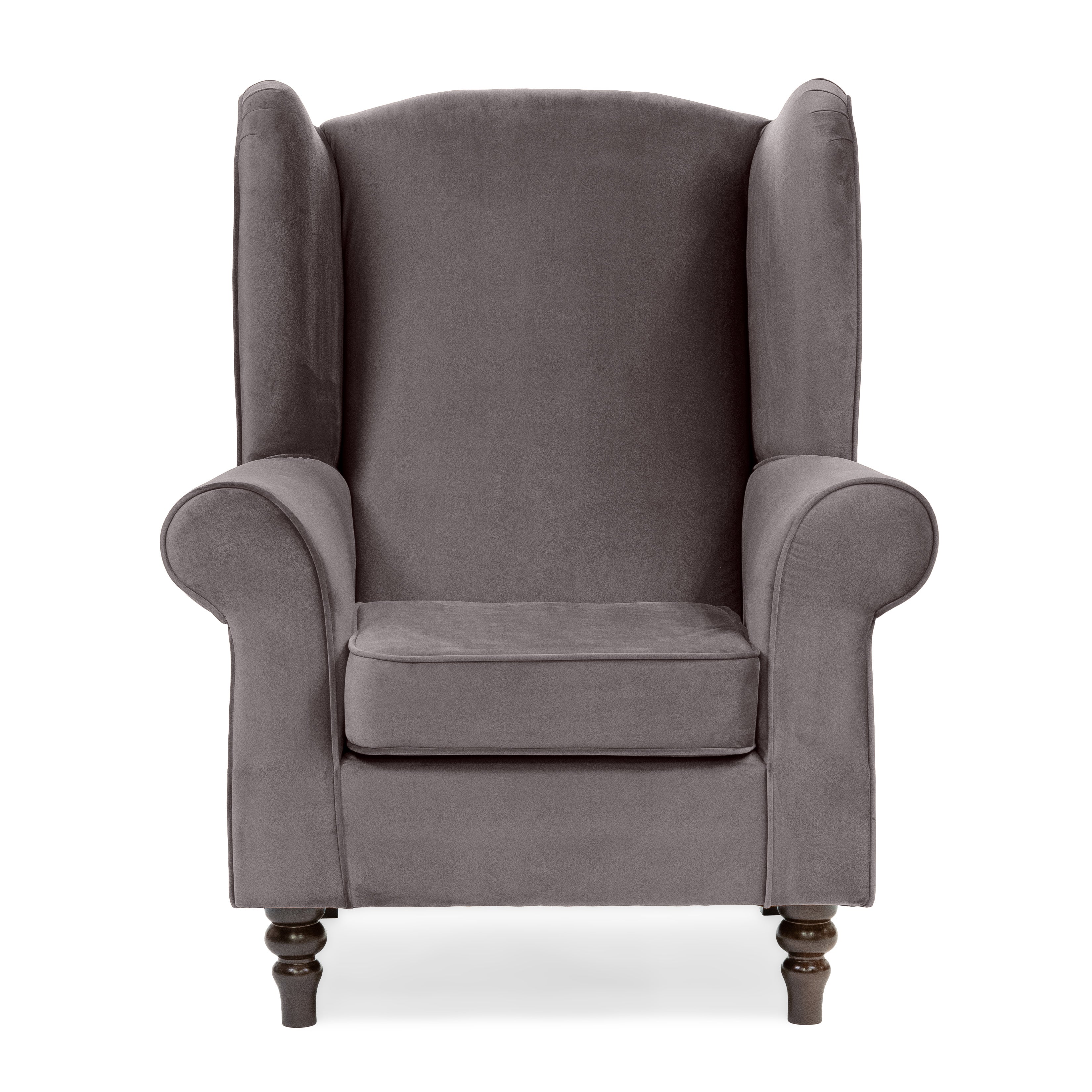 Buxton Velvet Charcoal Wingback Armchair