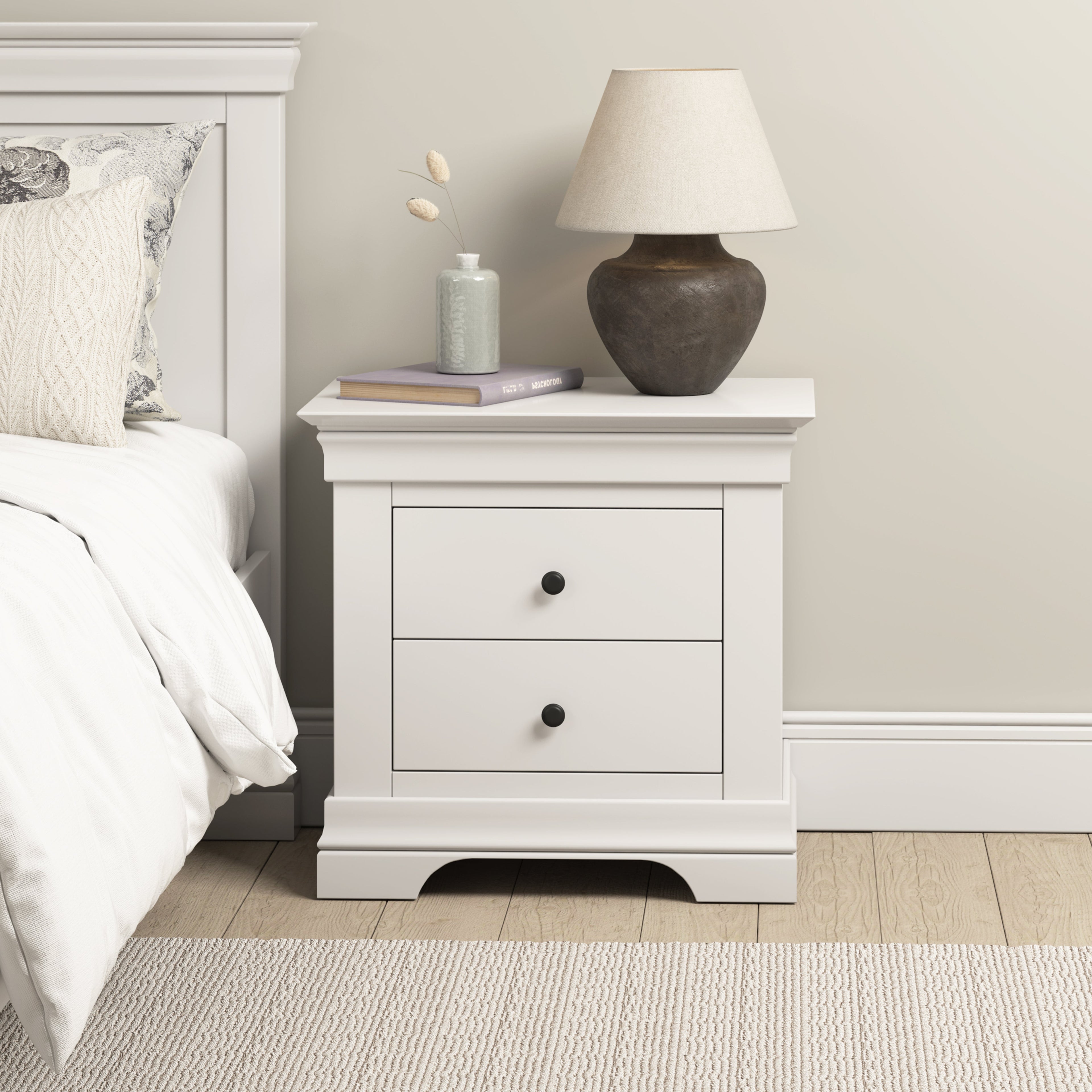 Chantilly Warm White Jumbo Bedside Table