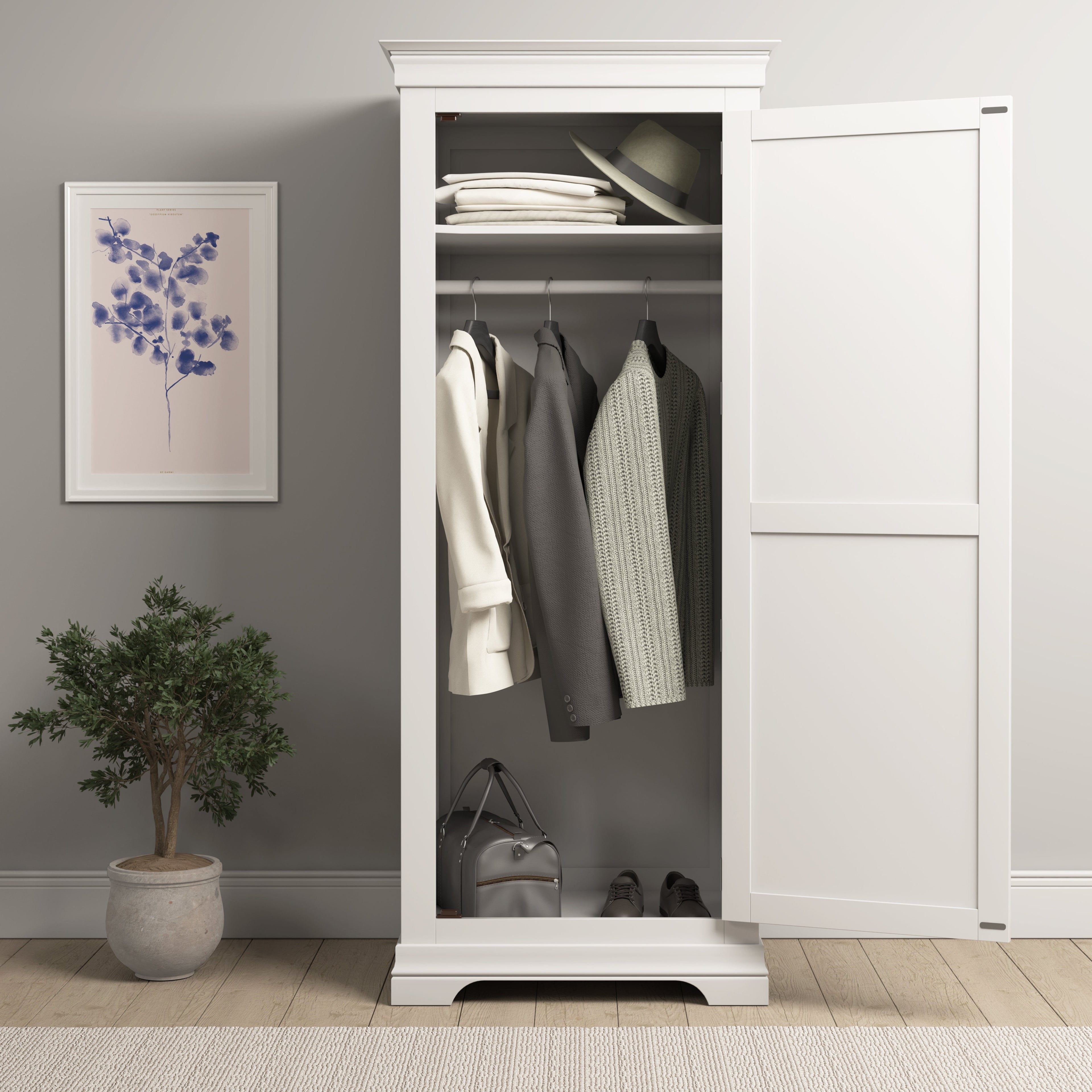 Chantilly Warm White Single Wardrobe