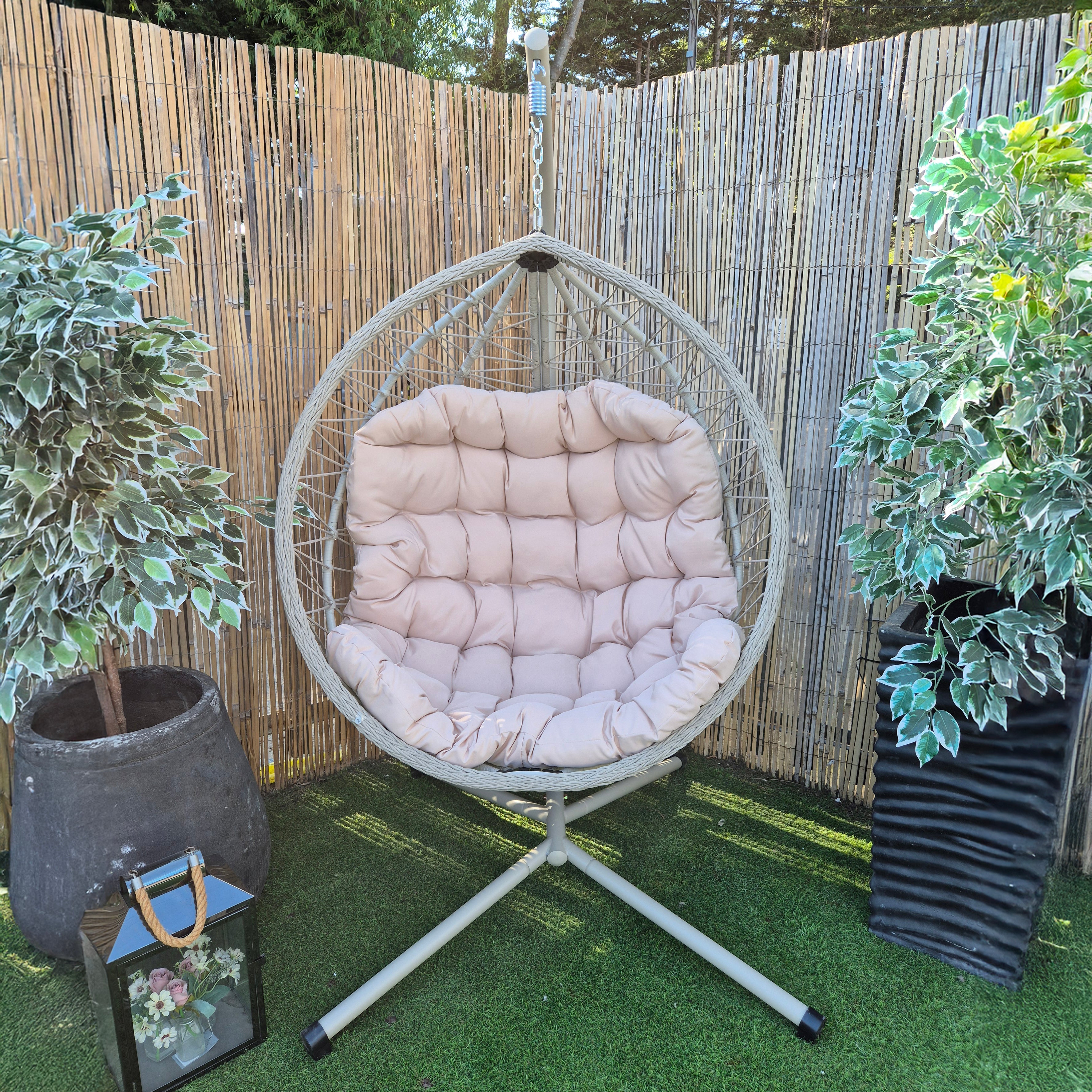 Cairns Deluxe Rope Hanging Egg Chair | Cream