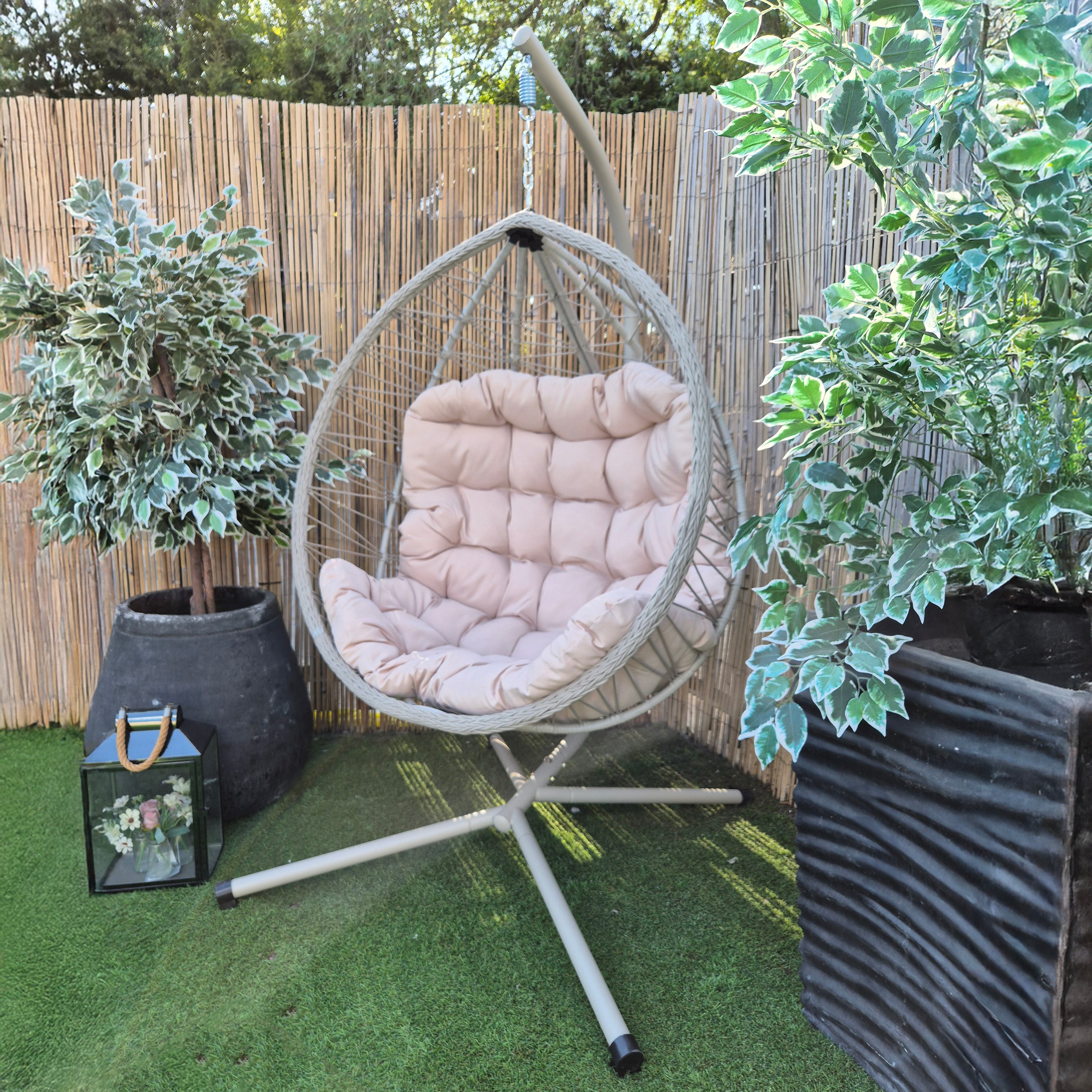 Cairns Deluxe Rope Hanging Egg Chair | Cream