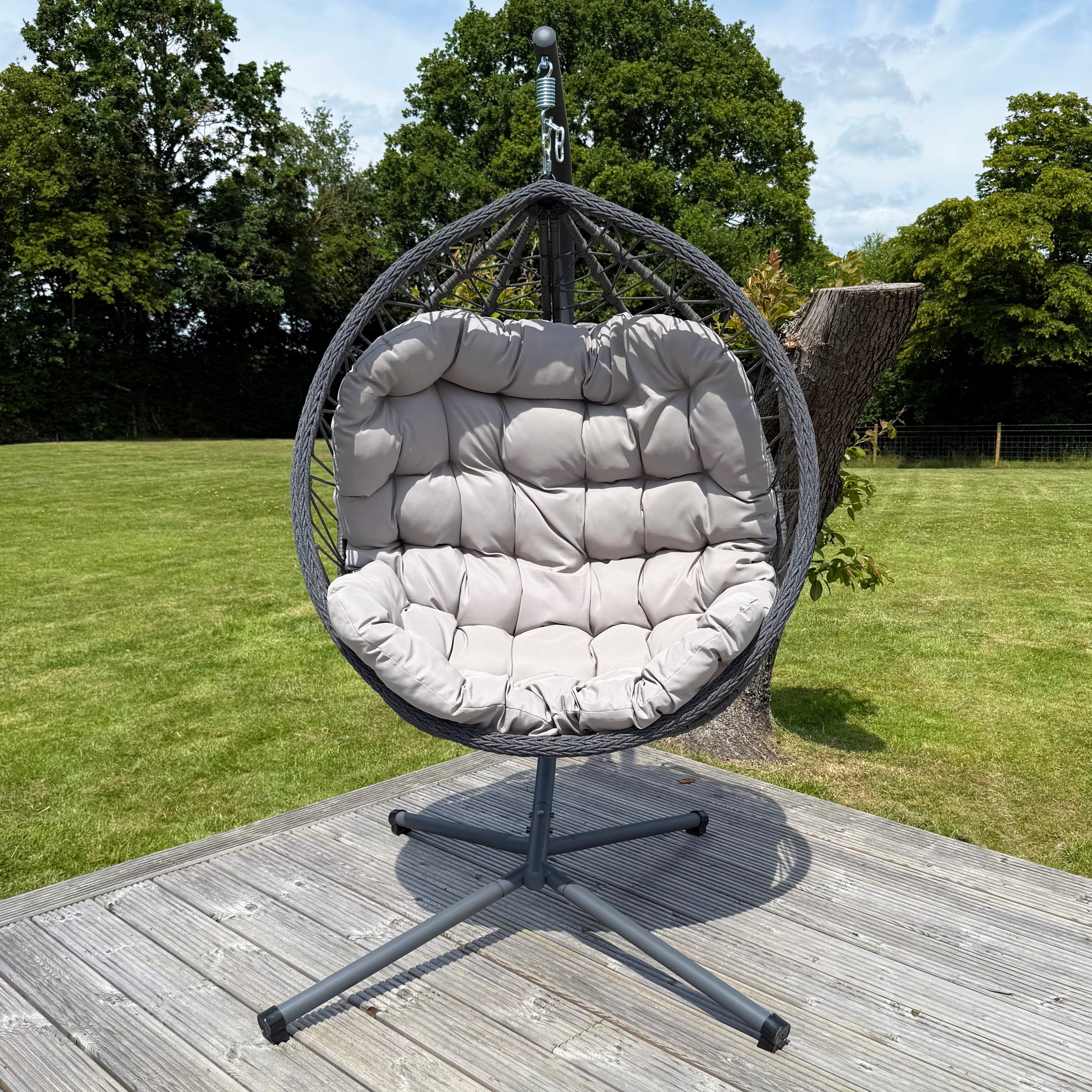 Cairns Deluxe Rope Hanging Egg Chair | Grey