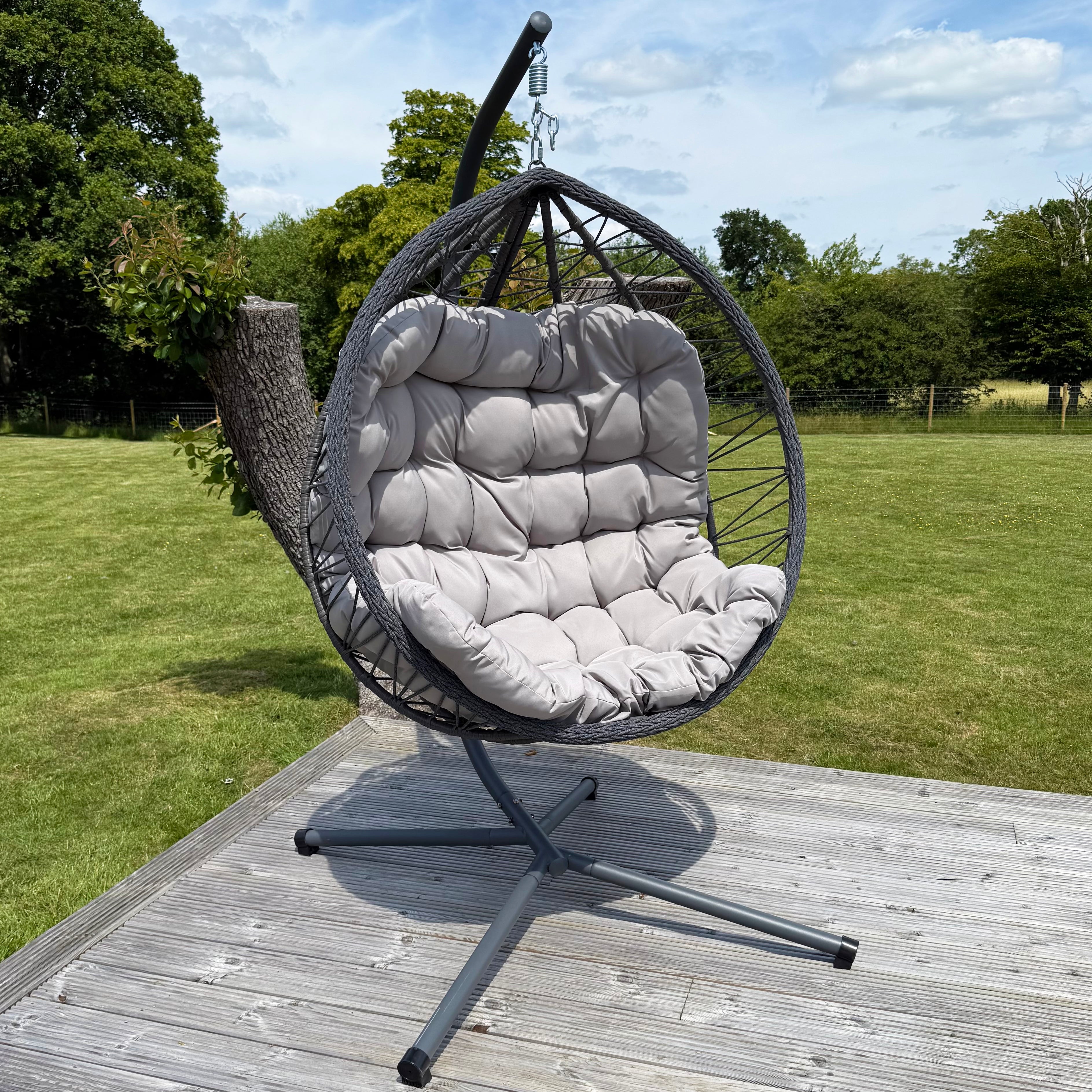 Cairns Deluxe Rope Hanging Egg Chair | Grey