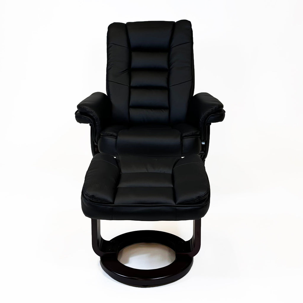 Charlton Swivel Recliner & Footstool | Black