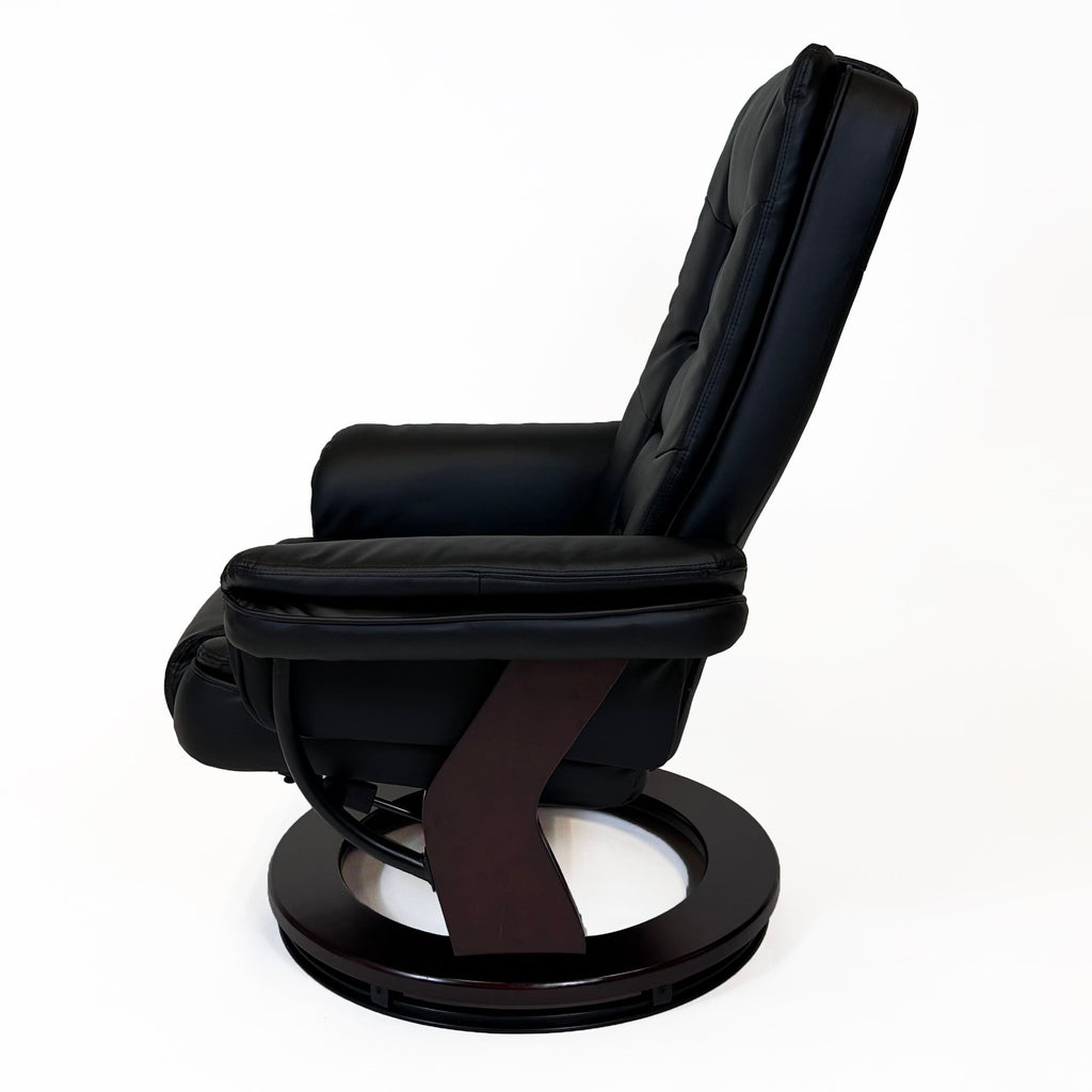 Charlton Swivel Recliner & Footstool | Black
