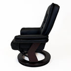 Charlton Swivel Recliner & Footstool | Black